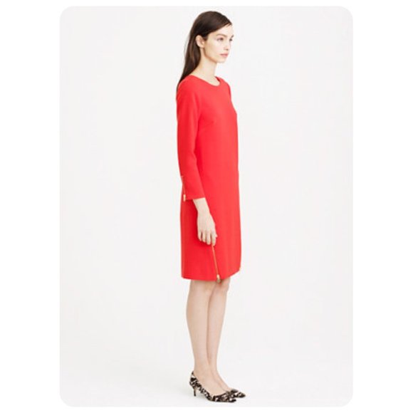 NWT J. Crew Electric Red Double Zip Shift Dress sz 16 - Picture 3 of 10
